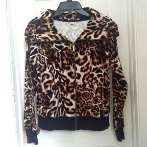 Micheal Kors Leopard print Velour Zip up